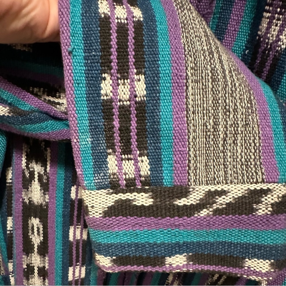 LOS ARTESANOS DE SAN JUAN Vintage Handwoven Native Print Open Woven Jacket XL - Picture 7 of 7